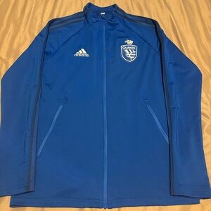NWOT San Jose Earthquakes MLS Soccer Blue Adidas Warmup Track Jacket Size Small
